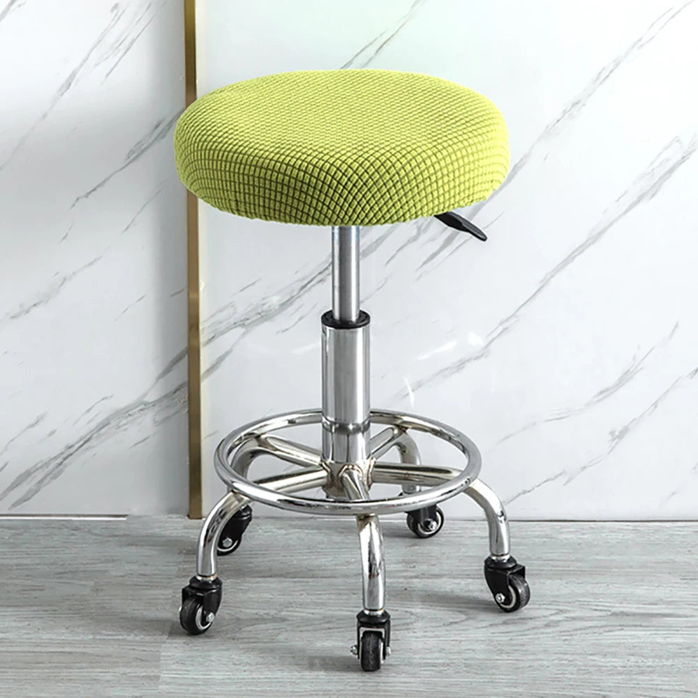 Housse de tabouret rond super extensible vert