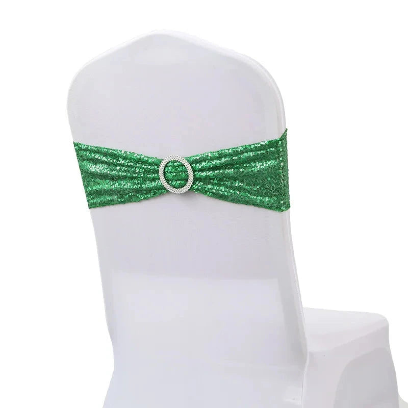 ruban à paillette élastique pour chaise de mariage vert