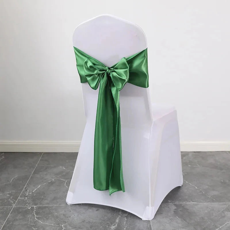 Ceinture ruban pour chaise de mariage en satin vert