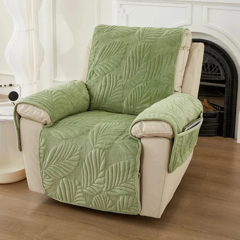 Housse pour fauteuil relax velours matelassé hibiscus