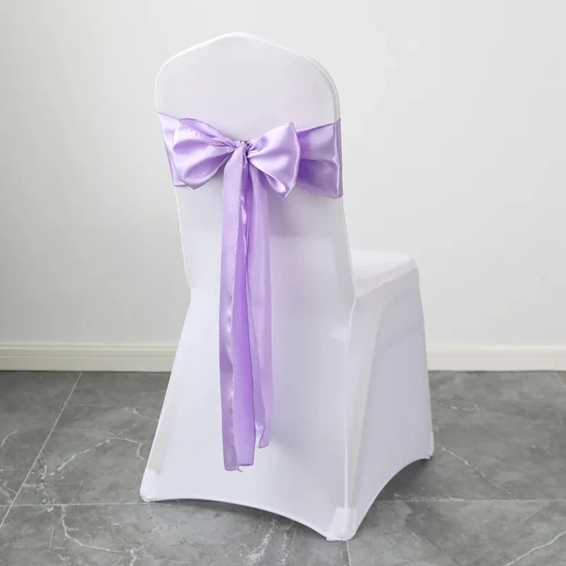 Ceinture ruban pour chaise de mariage en satin violet