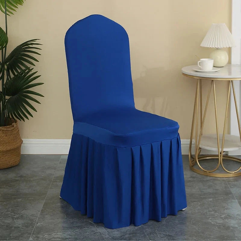 Housse de chaise à jupes lycra pour mariage bleue