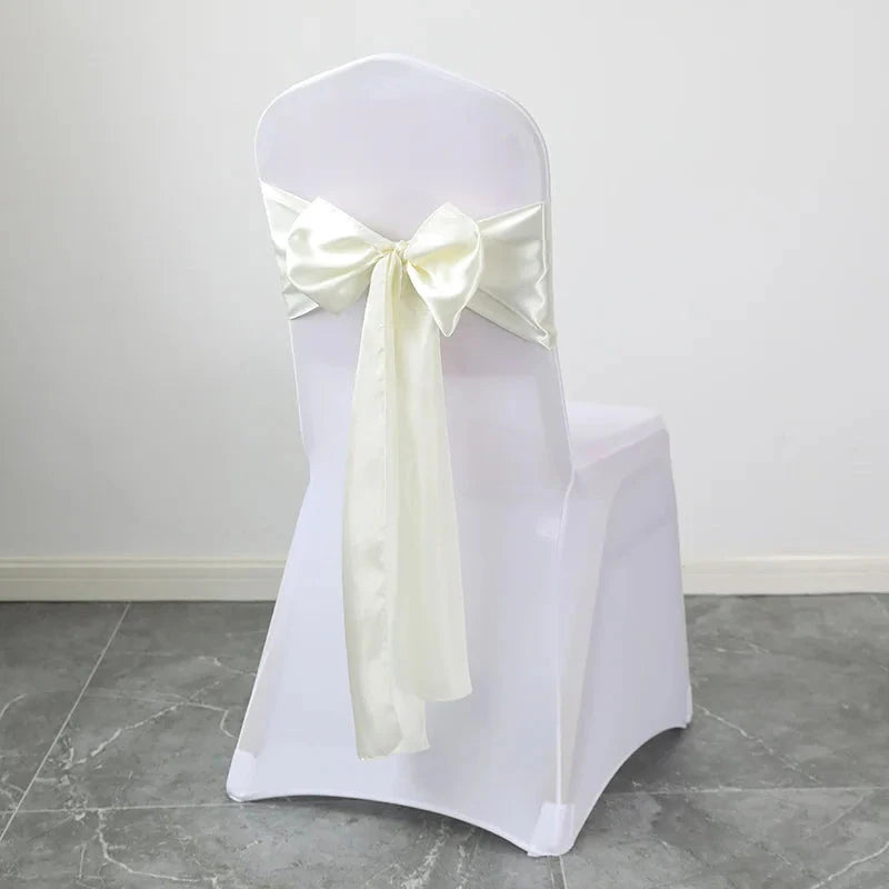 Ceinture ruban pour chaise de mariage en satin ivoire