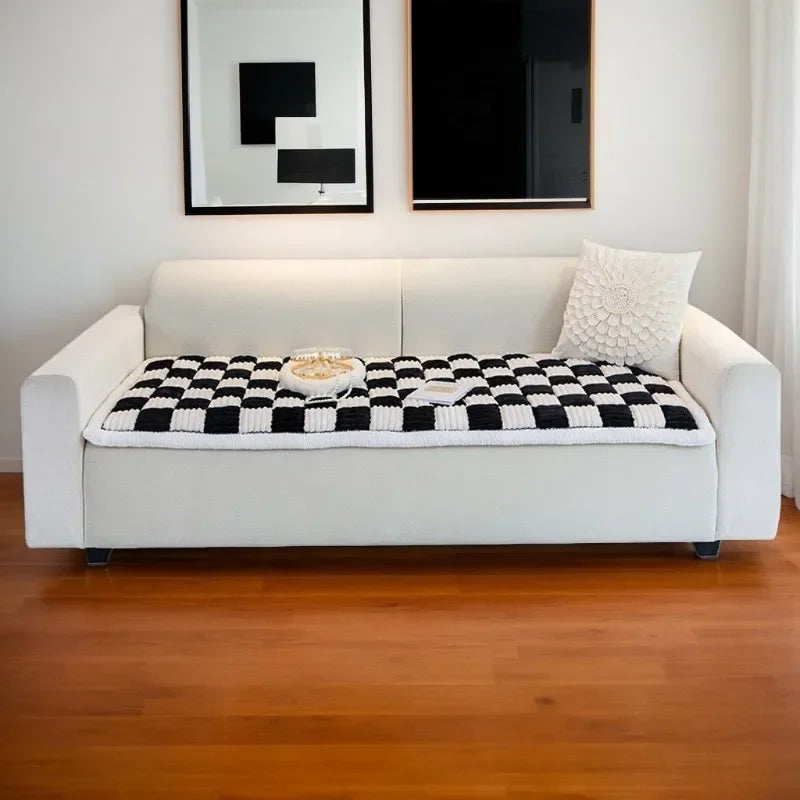 Tapis couvre canapé épais, matelassé et antidérapant - résistant aux griffures noir