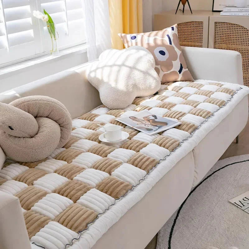 Tapis couvre fauteuil épais, matelassé et antidérapant - résistant aux griffures café