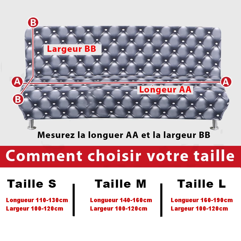 Housse pour canapé-lit, clic-clac, canapé sans accoudoirs chaleur scandinave