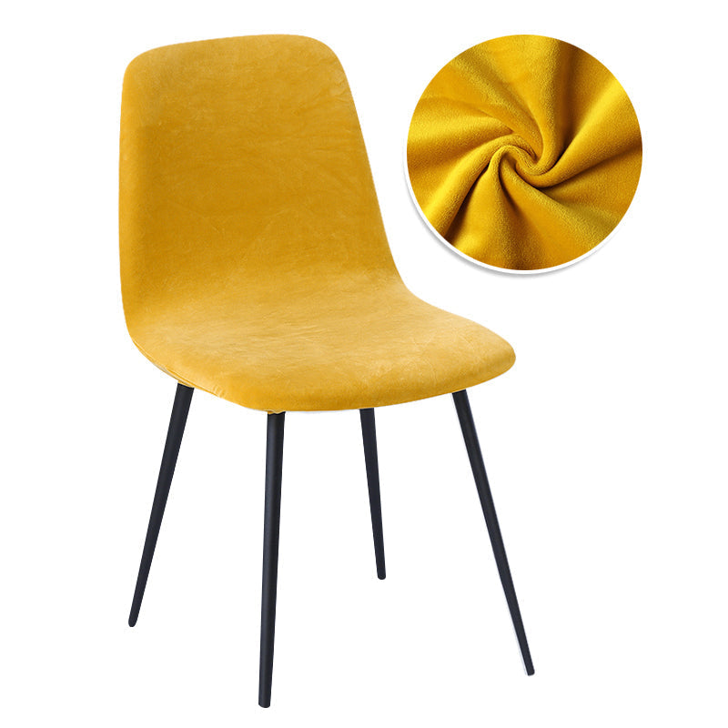 Housse de chaise scandinave petit dossier velours jaune