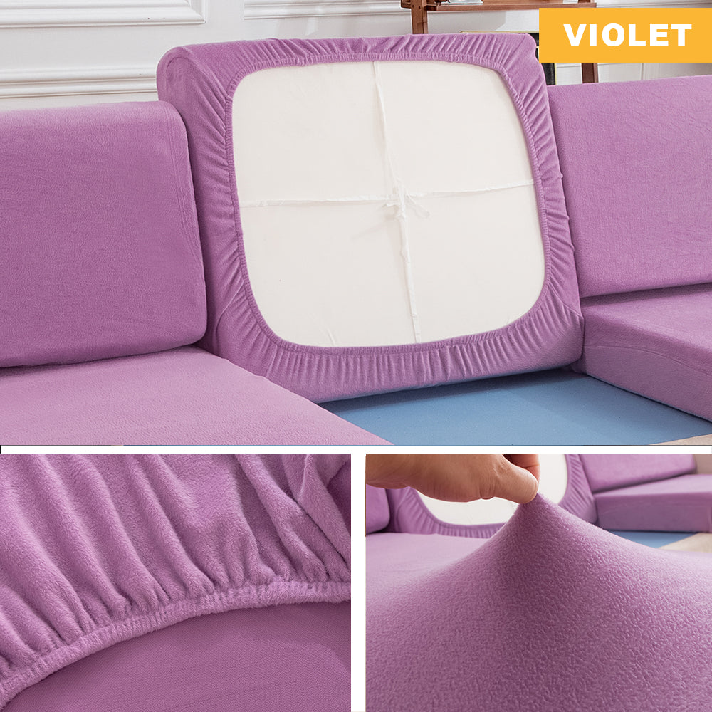 Housse de coussin de canapé extensible pur velours violet