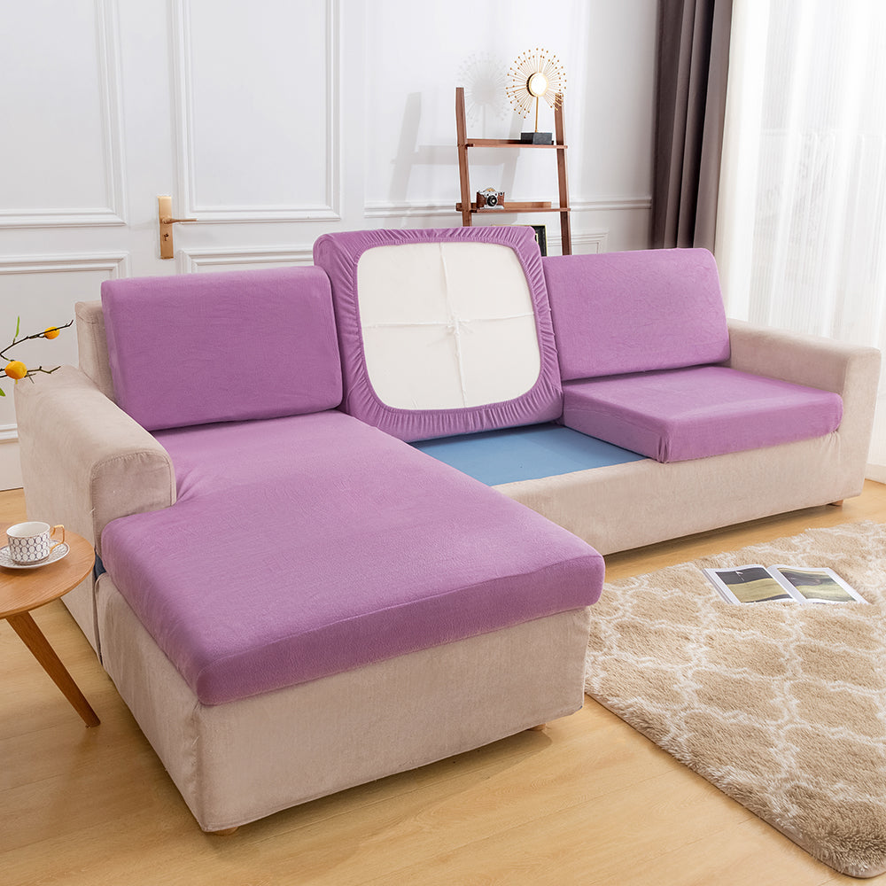 Housse de coussin de canapé extensible pur velours violet