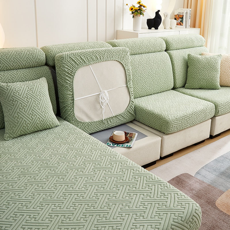 housse pour coussin de canapé extensibles vert matcha