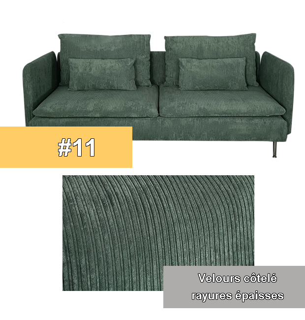 Housse canapé IKEA SODERHAMN sur mesure luxe velours côtelé vert