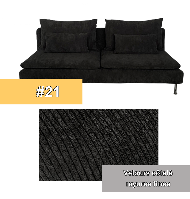 Housse canapé IKEA SODERHAMN luxe velours côtelé noir