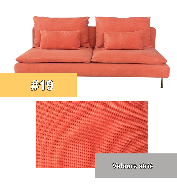 Housse canapé IKEA SODERHAMN luxe velours strié orange