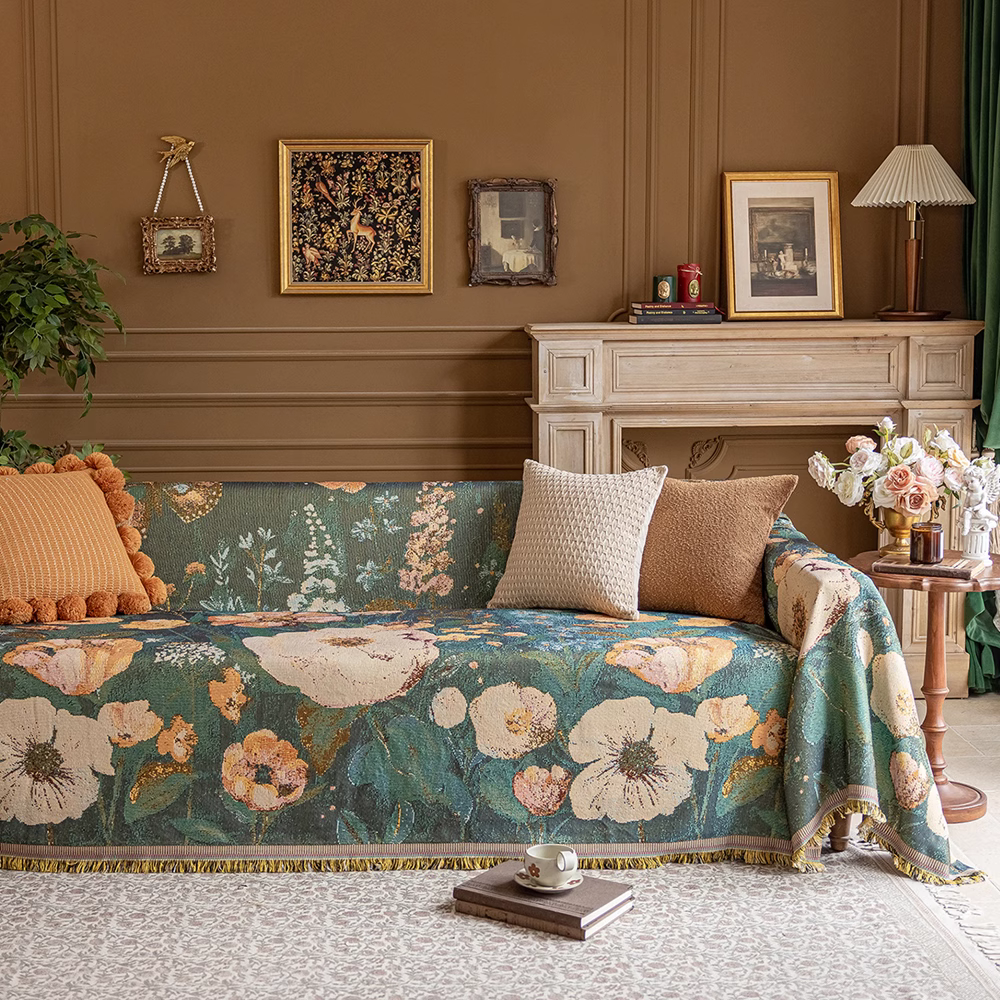 housse de canapé grande taille luxe vintage floral peinture