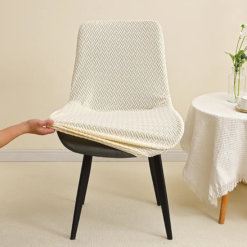 housse de chaise scandinave assise et dossier incurvé beige 3