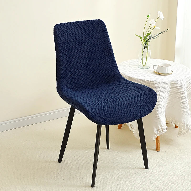 housse de chaise scandinave assise et dossier incurvé bleue marine