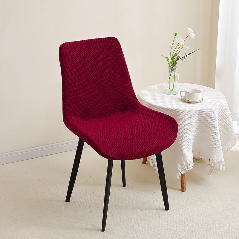 housse de chaise scandinave assise et dossier incurvé bordeaux