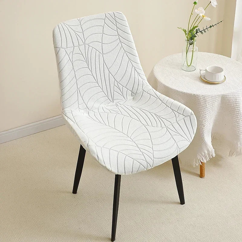 housse de chaise scandinave assise et dossier incurvé hibiscus ivoire