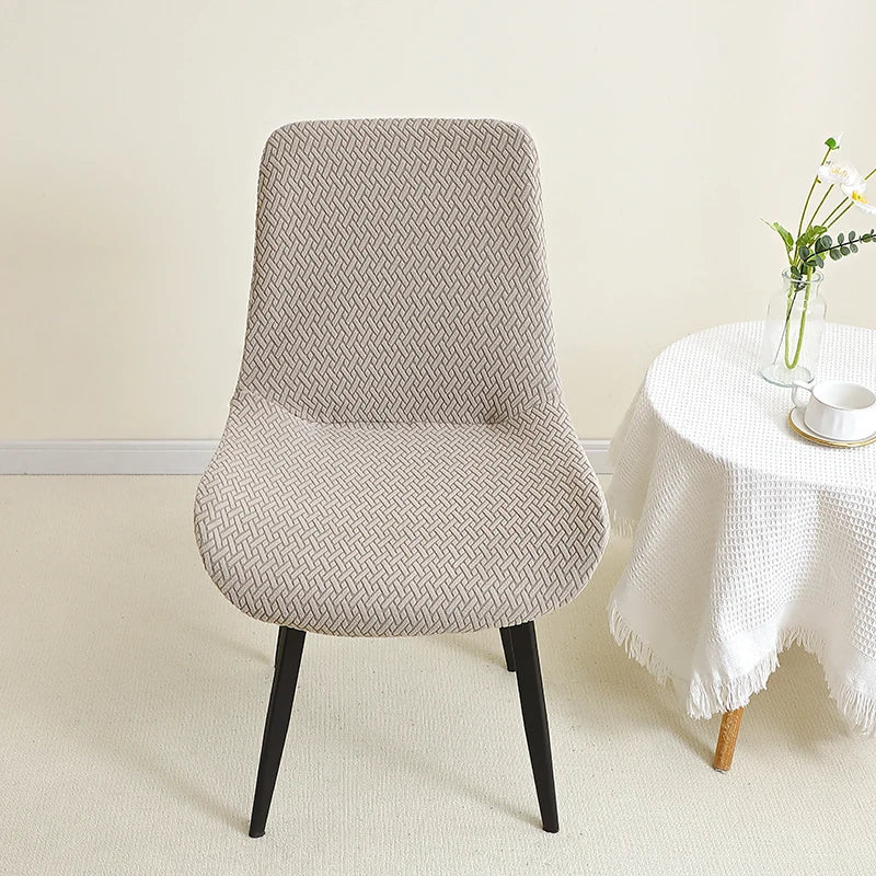 housse de chaise scandinave assise et dossier incurvé taupe 1