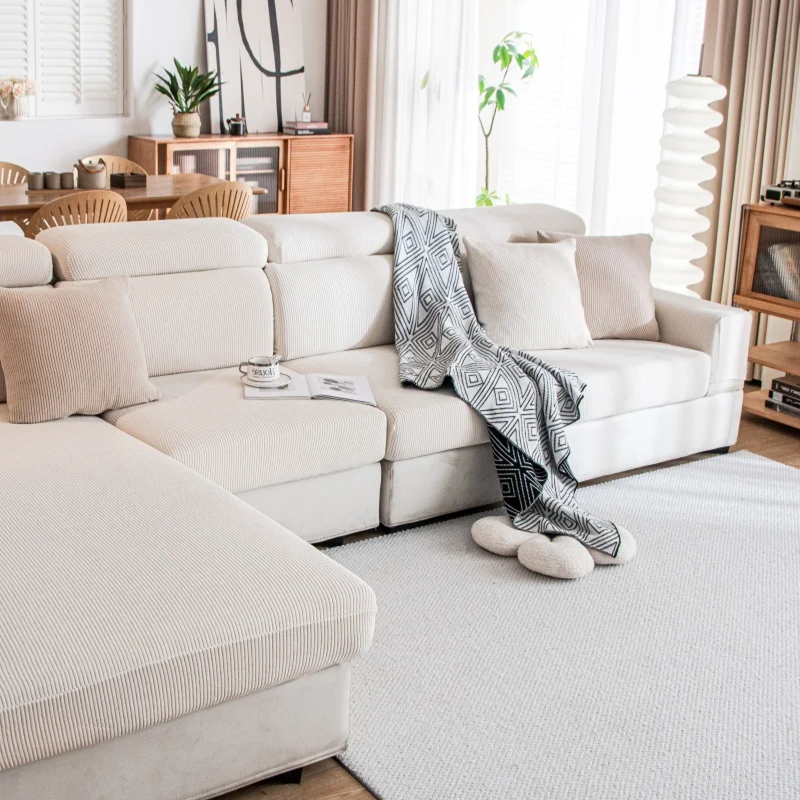 housse de coussin pour canapé velours côtelé beige