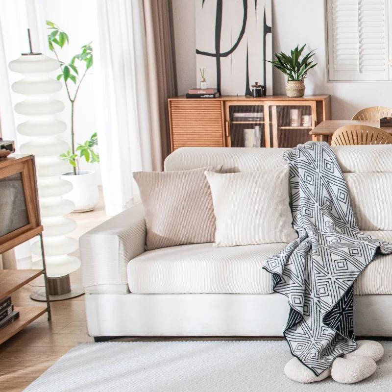 housse de coussin pour canapé velours côtelé beige zoom