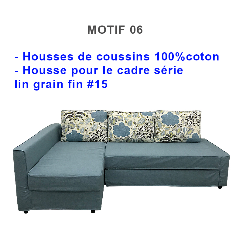 Housse canapé d'angle convertible IKEA FRIHETEN 100%coton motif 06