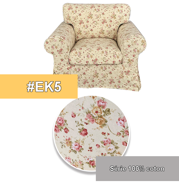 Housse fauteuil IKEA EKTORP haut de gamme 100% coton motifs imprimés