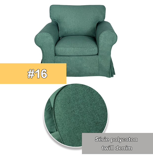 Housse fauteuil IKEA EKTORP haut de gamme twill denim émeraude