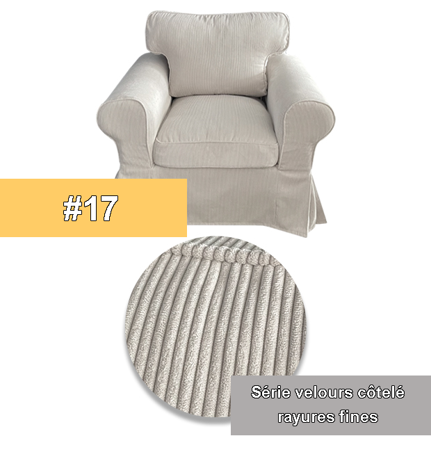 Housse fauteuil IKEA EKTORP luxe velours  strié anti griffes blanc