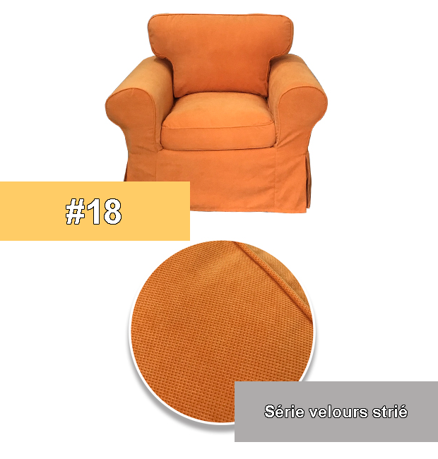 Housse fauteuil IKEA EKTORP luxe velours strié anti griffes orange