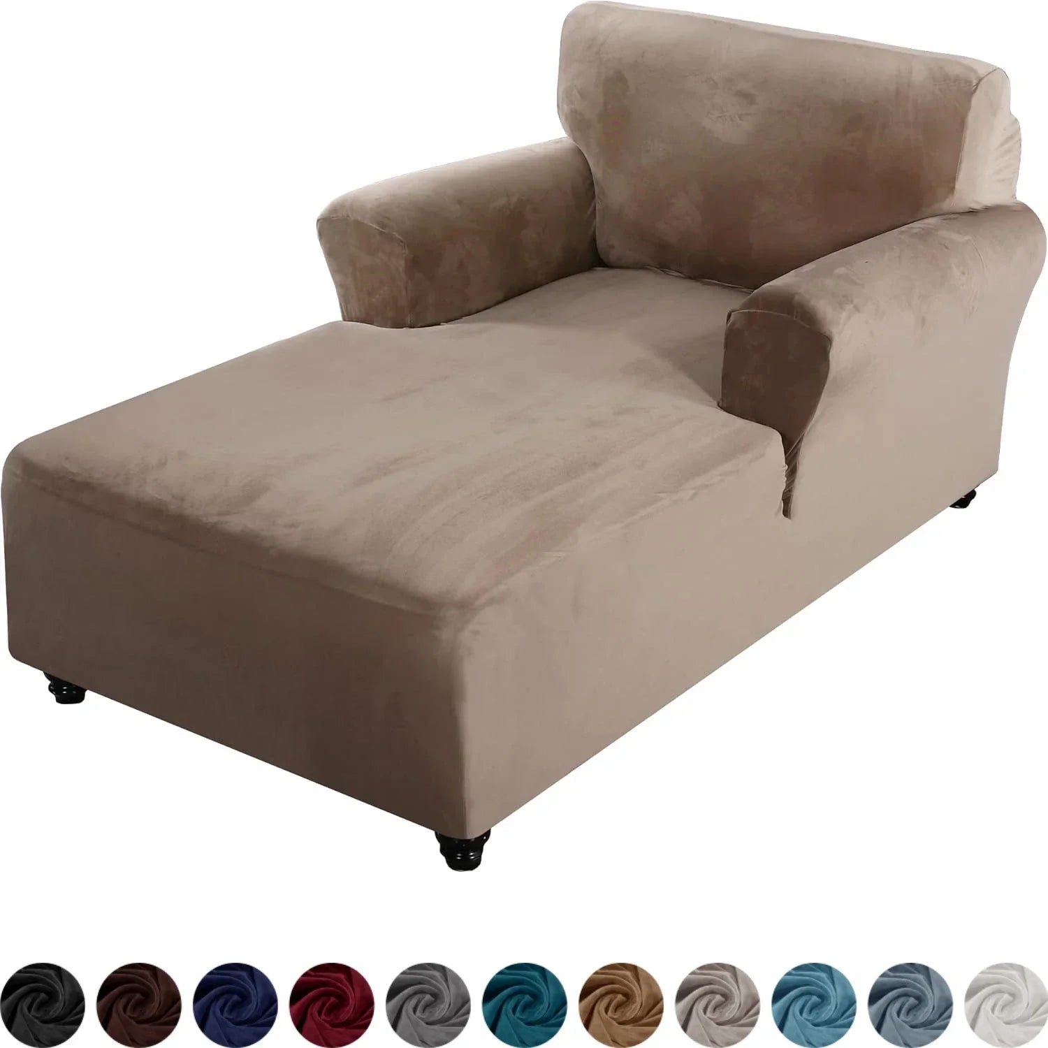 housse pour méridienne et chaise longue avec double accoudoir en velours