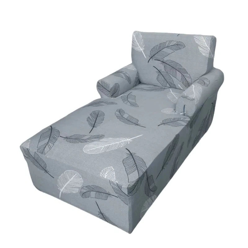 housse pour méridienne et chaise longue avec double accoudoir motif feuille