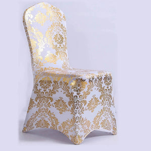Housse de chaise mariage motif doré pour banquet, évènement - 8 couleurs