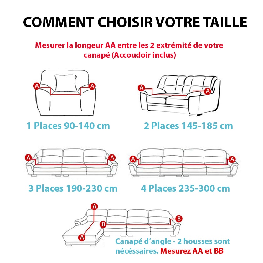 guide des tailles housses extensibles