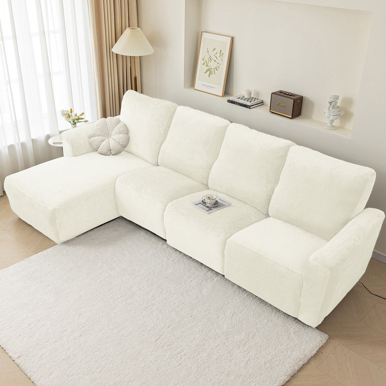 Housse pour canapé relax avec méridienne velours beige