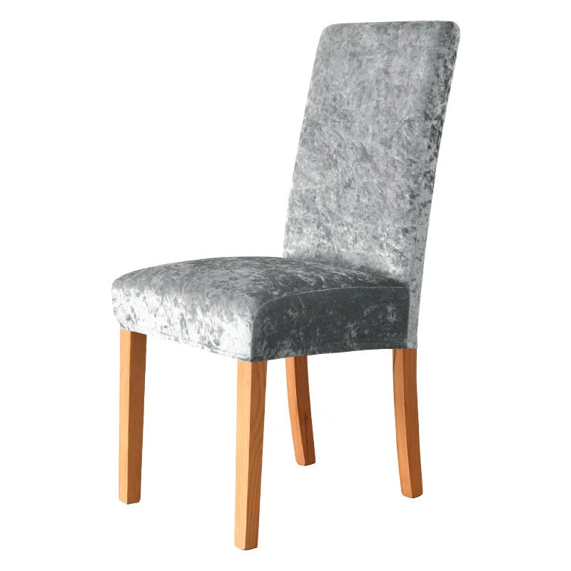 Housses de chaises extensibles velours brillant gris