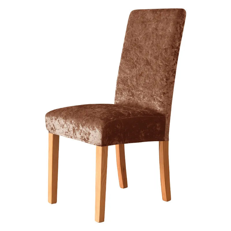 Housses de chaises extensibles velours brillant marron
