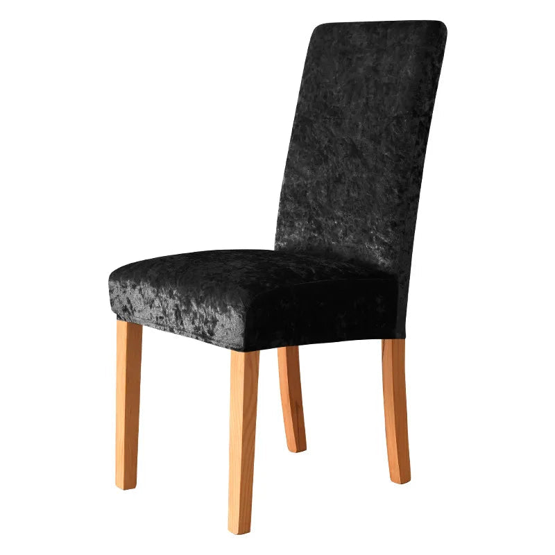 Housses de chaises extensibles velours brillant noir