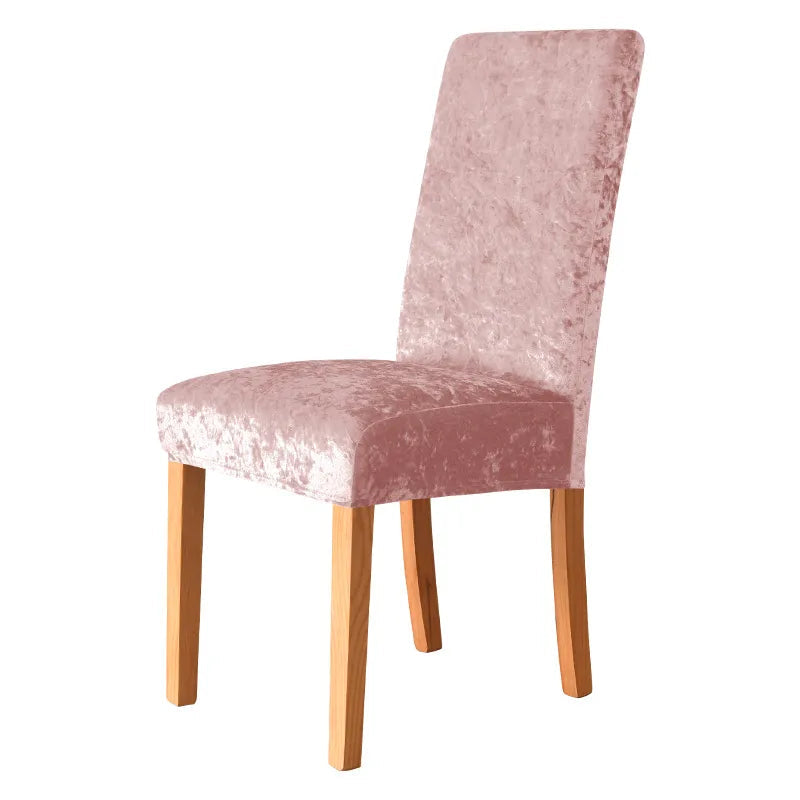 Housses de chaises extensibles velours brillant rose