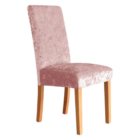 Housses de chaises extensibles velours brillant rose