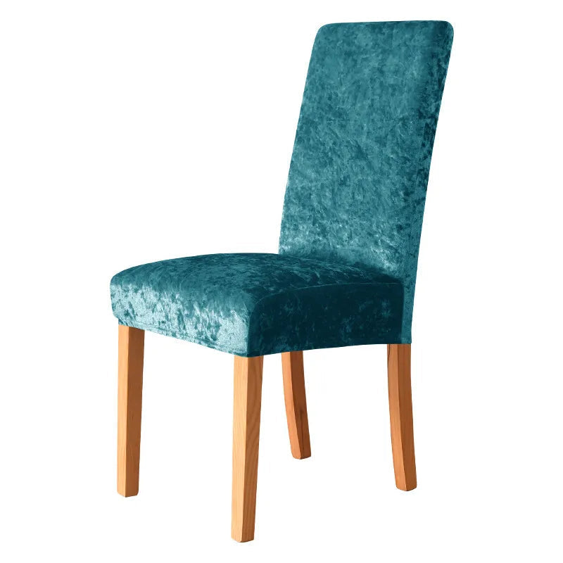 Housses de chaises extensibles velours brillant turquoise