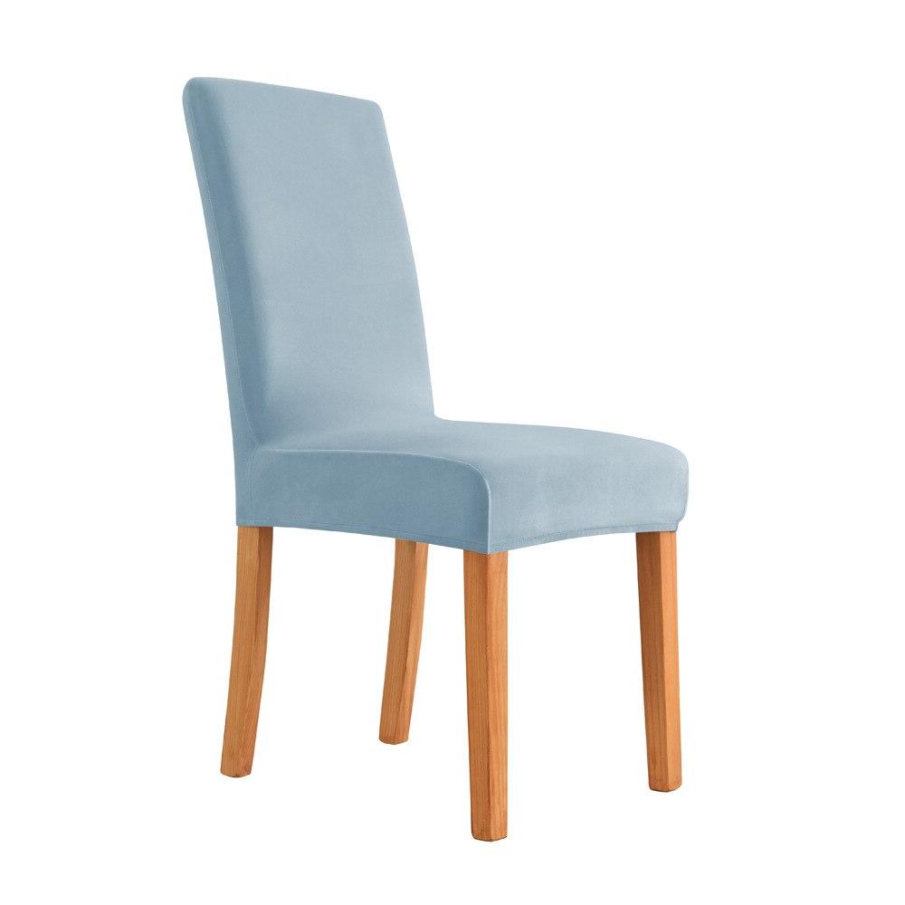 Housses de chaises extensibles velours bleue ciel