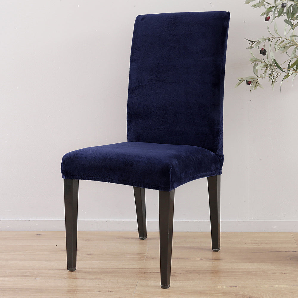 Housses de chaises extensibles pur velours bleue marine
