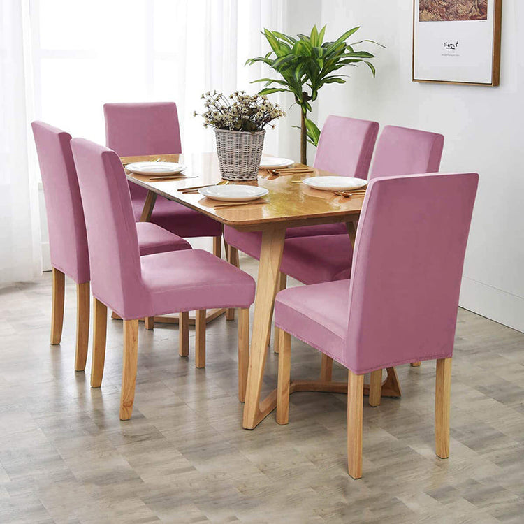 Housses de chaises extensibles pur velours rose