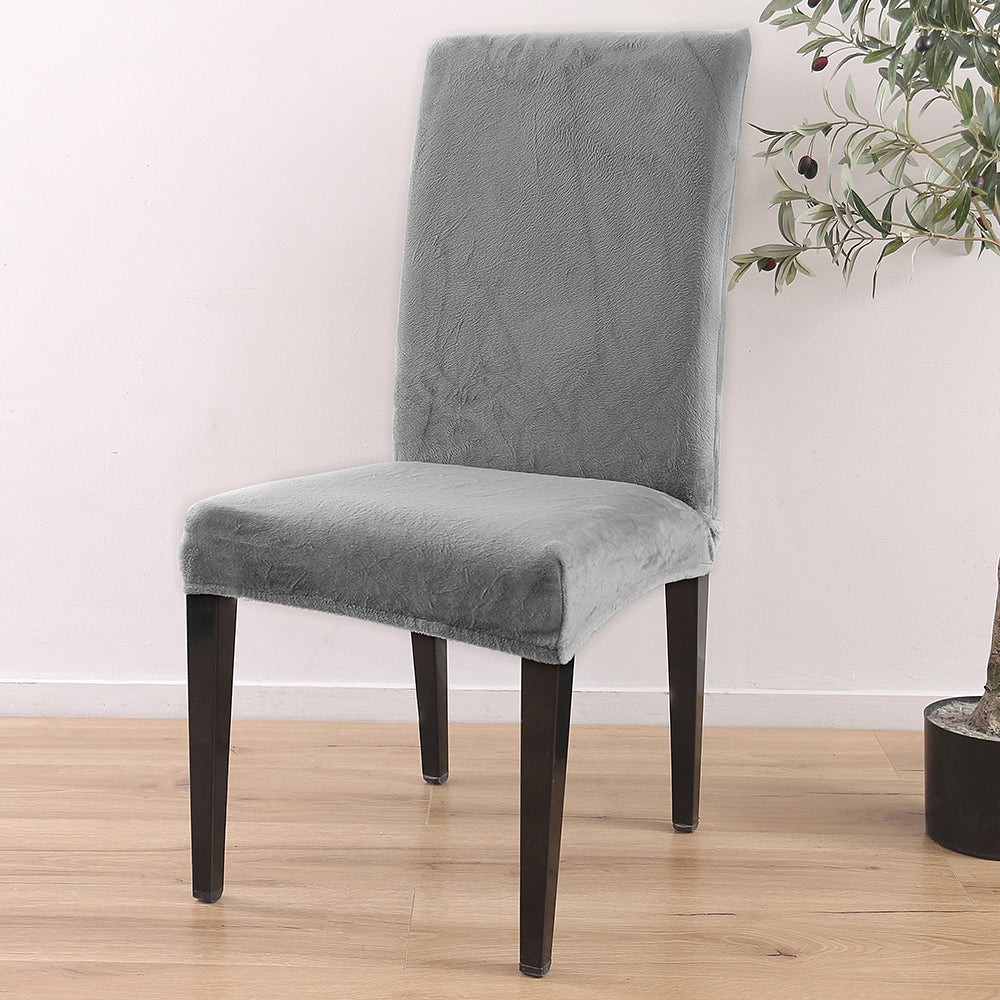 Housses de chaises extensibles velours gris 