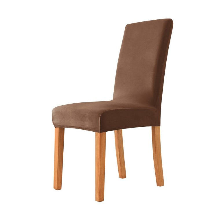 Housses de chaises extensibles pur velours marron
