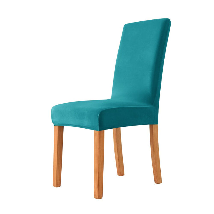 Housses de chaises extensibles pur velours turquoise