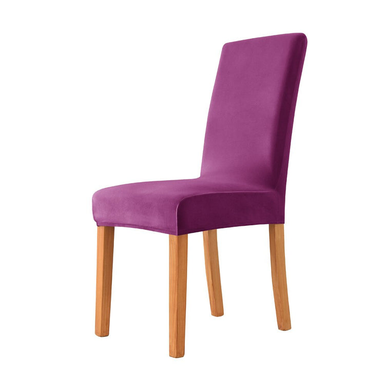 Housses de chaises extensibles pur velours violet