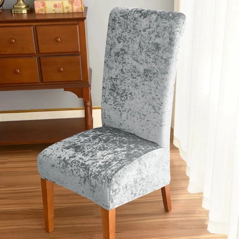 Housses de chaises hautes velours brillanté gris