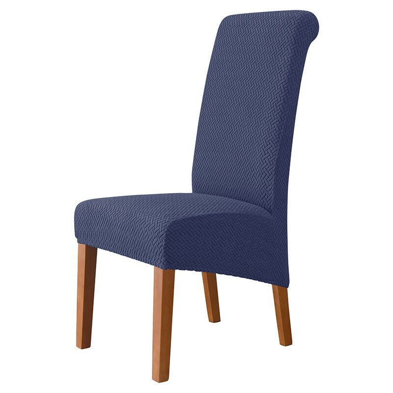 Housses de chaises hautes velours damassé bleue marine